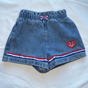 Charming Kids Denim Shorts with Heart Accent